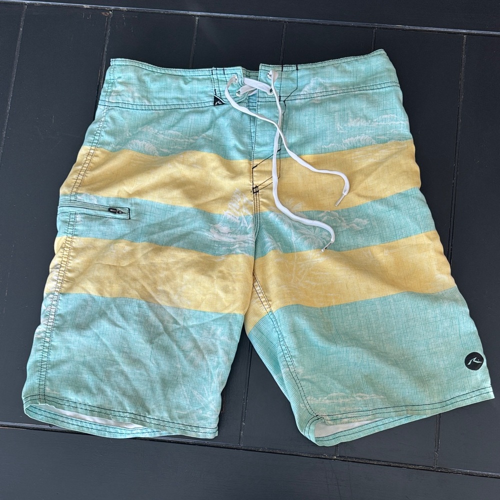 Rusty Men's Aqua and Yellow Board Shorts